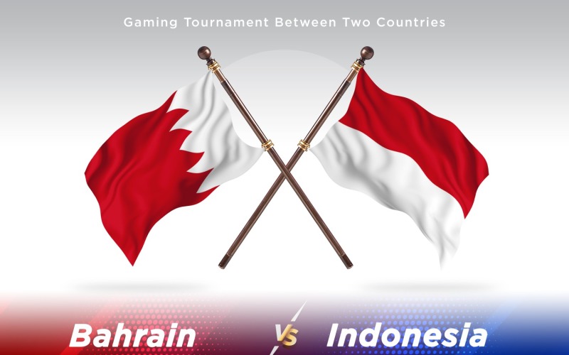 Bahrain versus Indonesia Two Flags Illustration