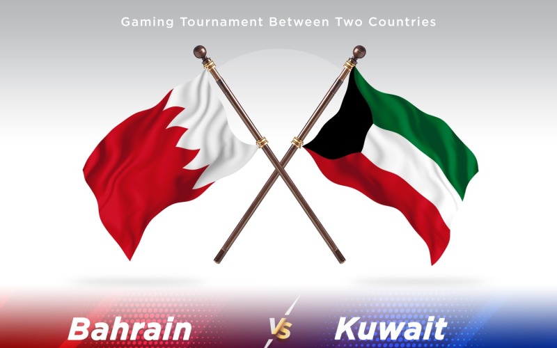 Bahrain versus Kuwait Two Flags Illustration