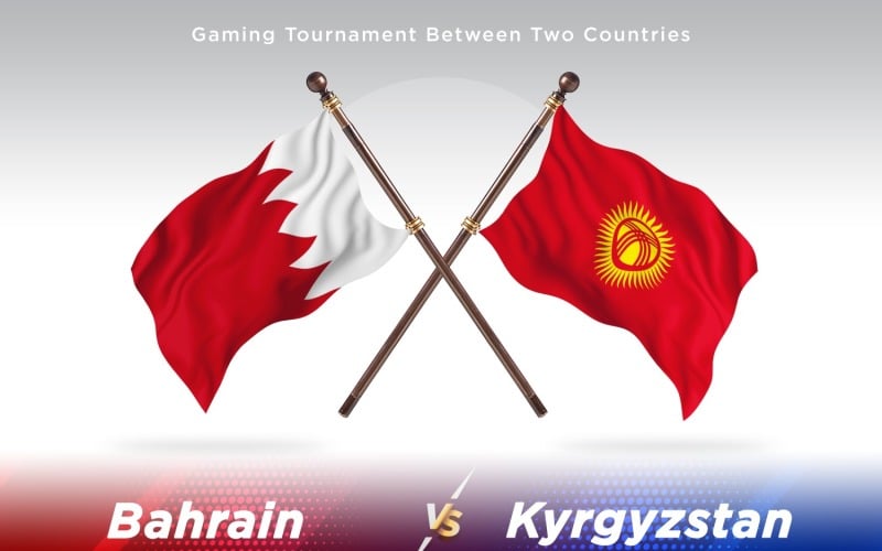 Bahrain versus Kyrgyzstan Two Flags Illustration