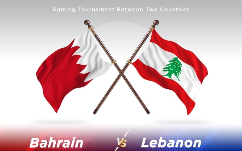 Bahrain versus Lebanon Two Flags Illustration
