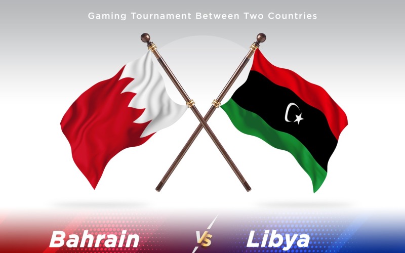 Bahrain versus Libya Two Flags Illustration