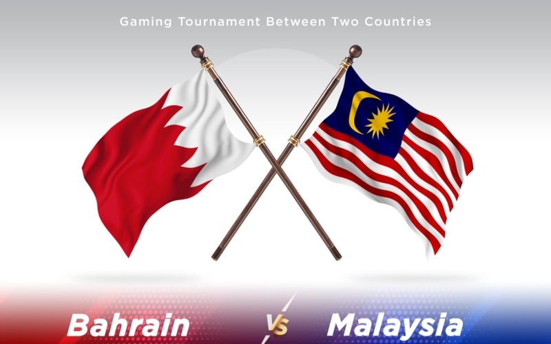 Bahrain versus Malaysia Two Flags Illustration
