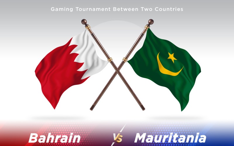 Bahrain versus Mauritania Two Flags Illustration