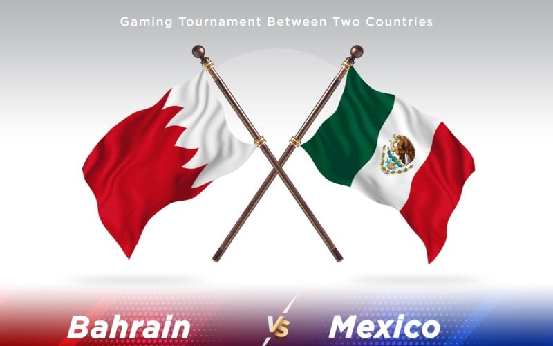 Bahrain versus Mexico Two Flags Illustration
