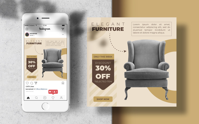 Elegant Furniture Instagram Post Banner Template Social Media