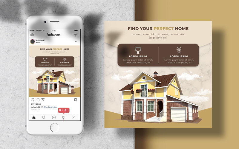 Find Perfect Home Banner Instagram Post Template Social Media