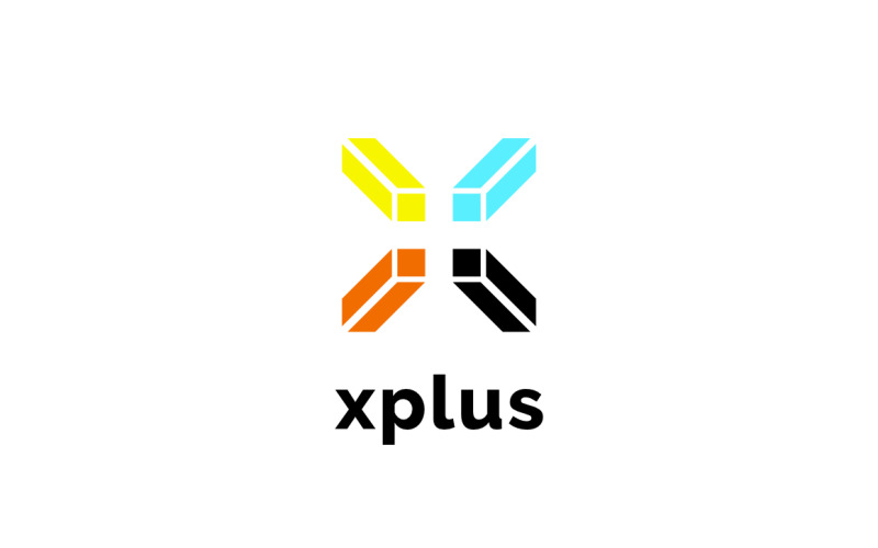 Letter X Plus Negative Space Logo Logo Template