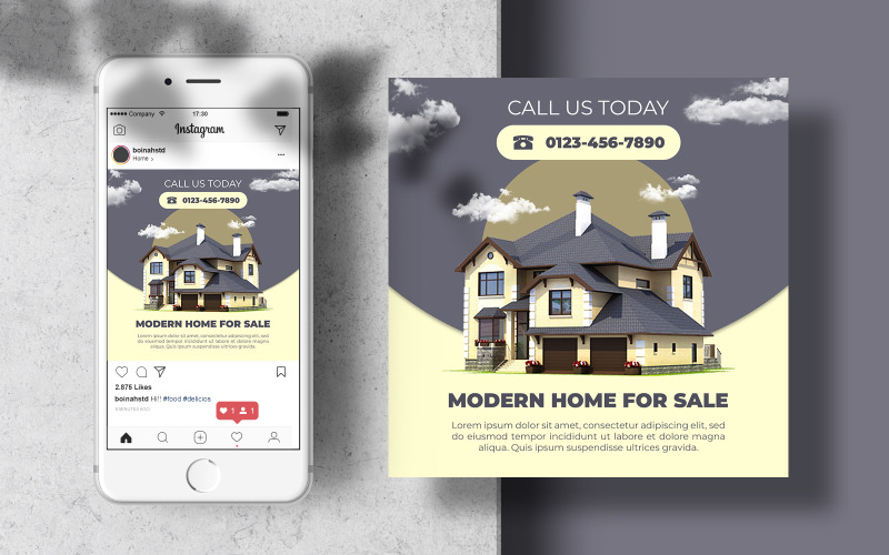 Modern Home For Sale Instagram Post Banner Template Social Media