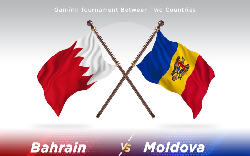 Bahrain versus Moldova Two Flags Illustration