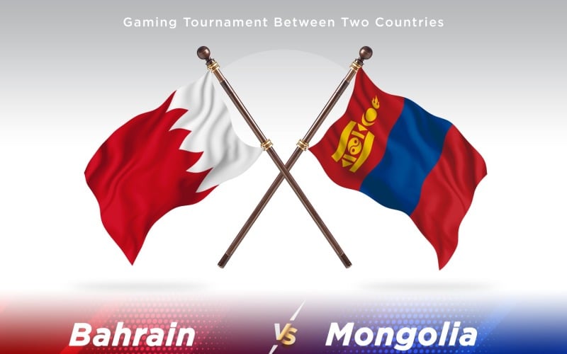 Bahrain versus Mongolia Two Flags Illustration