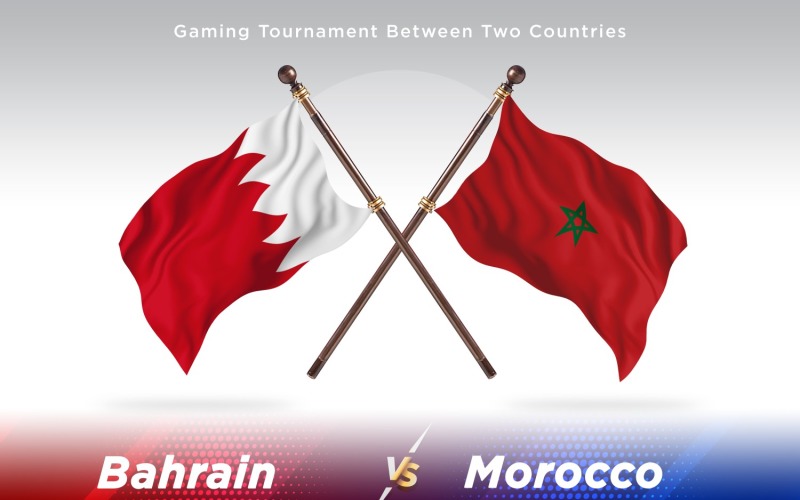Bahrain versus morocco Two Flags Illustration