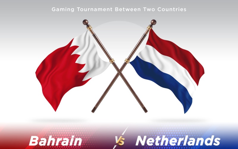 Bahrain versus Netherlands Two Flags Illustration