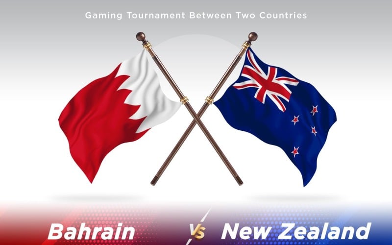 Bahrain versus new Zealand Two Flags Illustration
