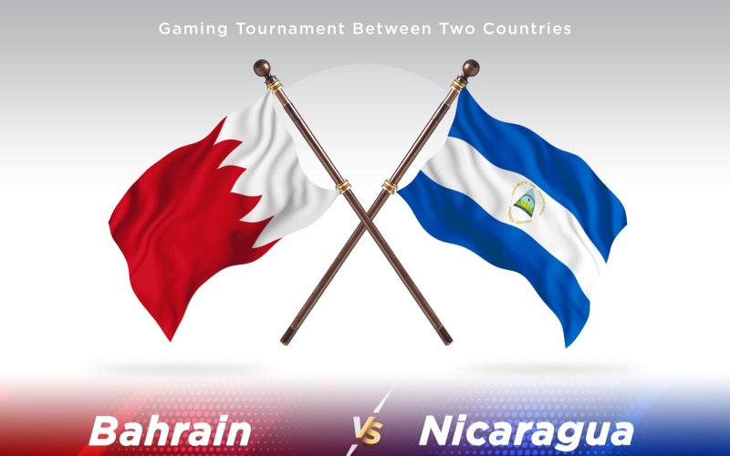 Bahrain versus Nicaragua Two Flags Illustration