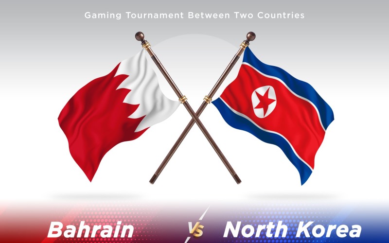 Bahrain versus north Korea Two Flags Illustration