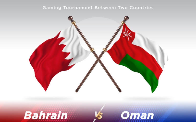 Bahrain versus Oman Two Flags Illustration