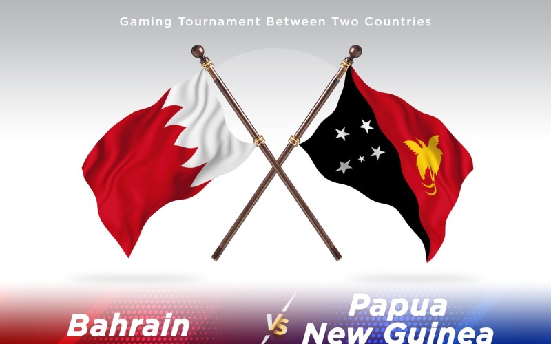 Bahrain versus Papua new guinea Two Flags Illustration