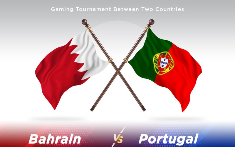 Bahrain versus Portugal Two Flags Illustration