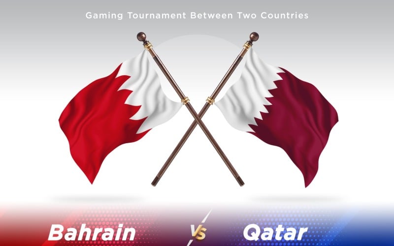 Bahrain versus Qatar Two Flags Illustration