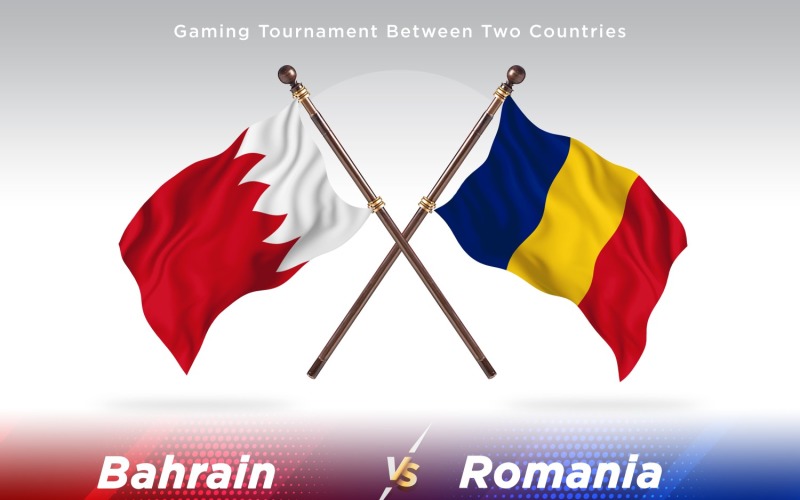 Bahrain versus Romania Two Flags Illustration