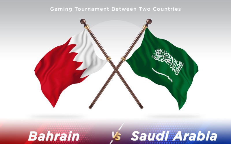 Bahrain versus Saudi Arabia Two Flags Illustration