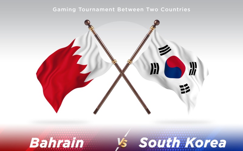 Bahrain versus south Korea Two Flags Illustration