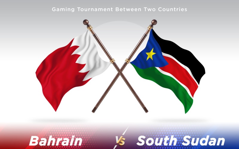 Bahrain versus south Sudan Two Flags Illustration