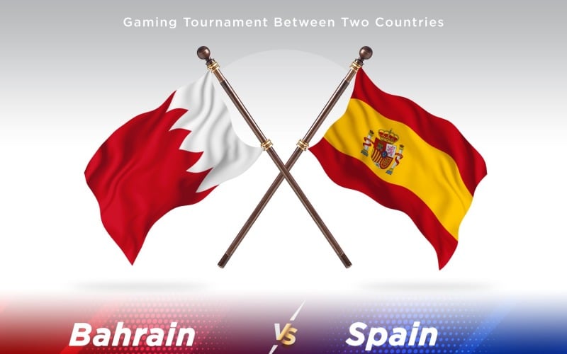 Bahrain versus Spain Two Flags Illustration