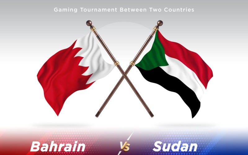 Bahrain versus Sudan Two Flags Illustration