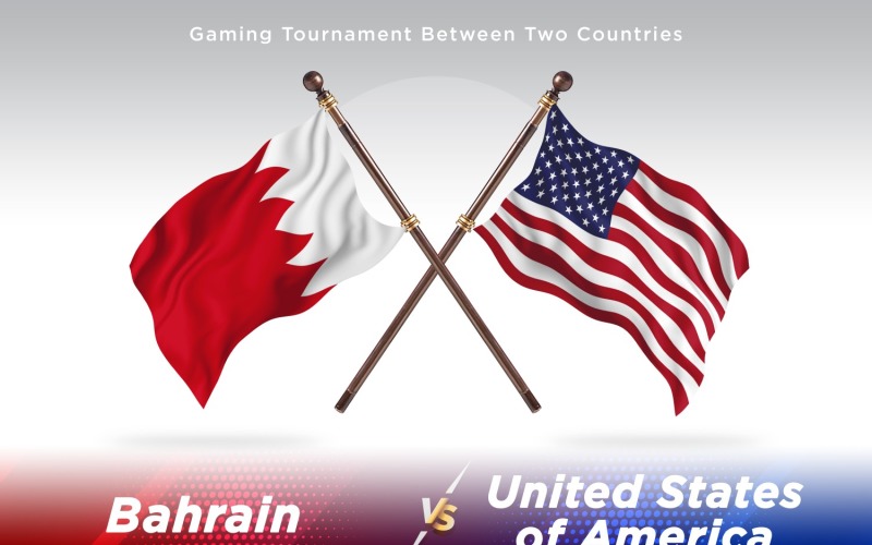 Bahrain versus united states of America Two Flags Illustration