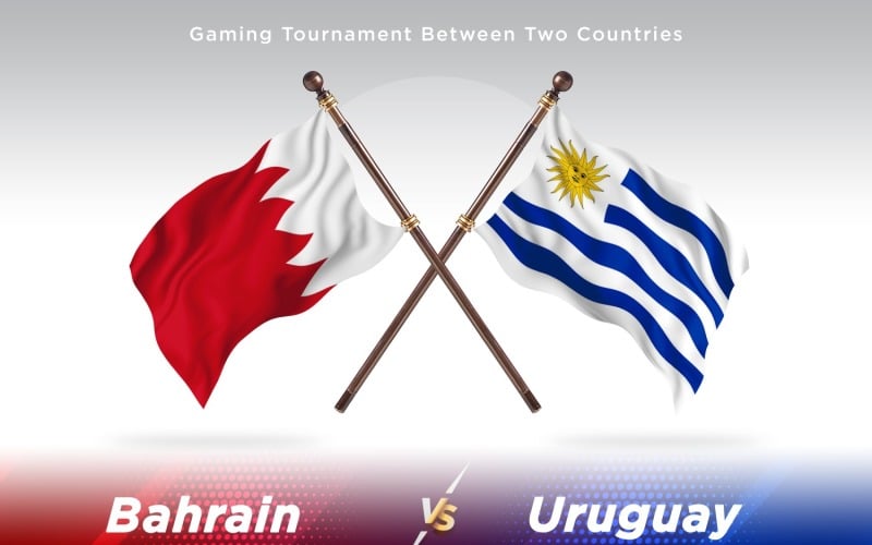 Bahrain versus Uruguay Two Flags Illustration