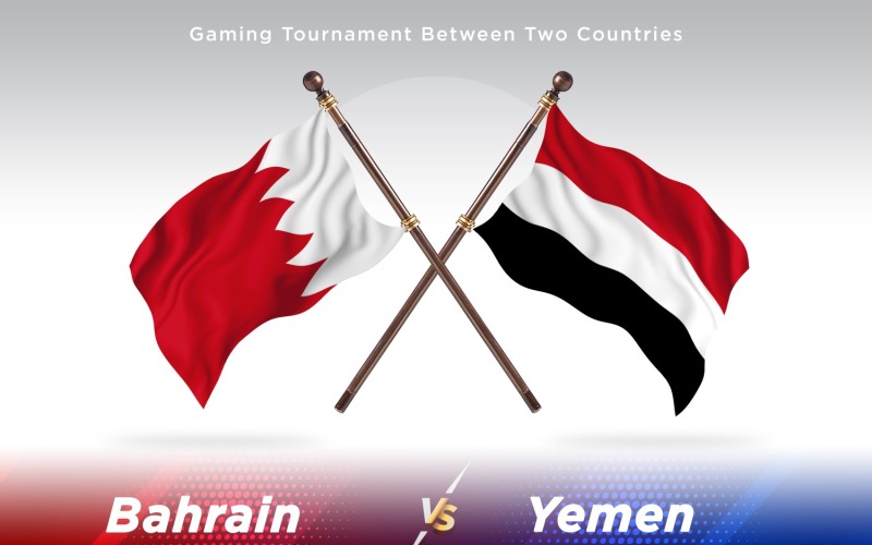 Bahrain versus Yemen Two Flags Illustration