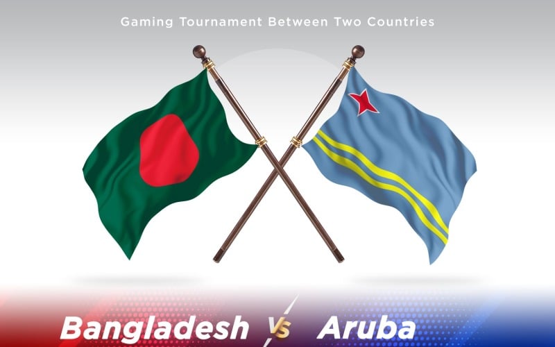 Bangladesh versus Aruba Two Flags Illustration