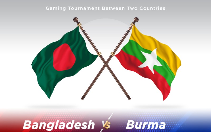 Bangladesh versus Burma Two Flags Illustration