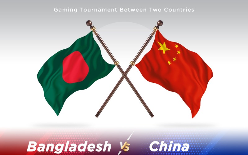 Bangladesh versus china Two Flags Illustration