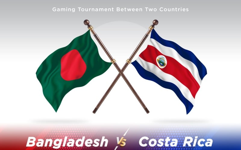 Bangladesh versus costa Rica Two Flags Illustration