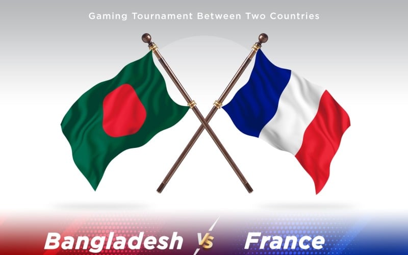 Bangladesh versus France Two Flags Illustration