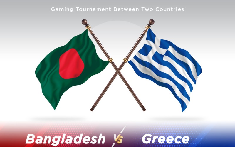 Bangladesh versus Greece Two Flags Illustration