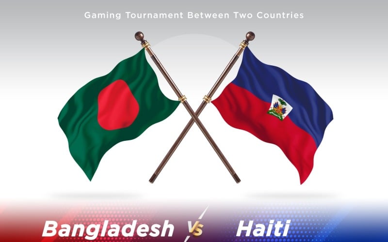 Bangladesh versus Haiti Two Flags Illustration