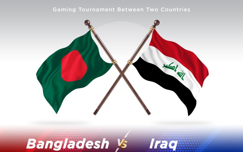 Bangladesh versus Iraq Two Flags Illustration