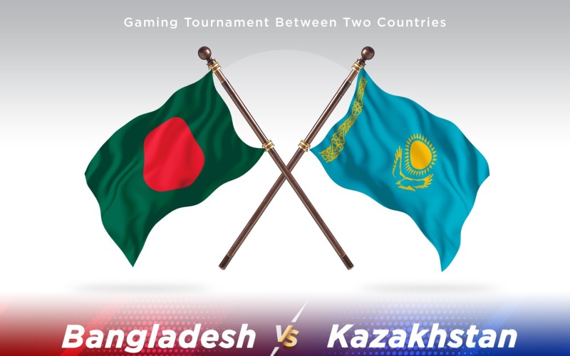 Bangladesh versus Kazakhstan Two Flags Illustration