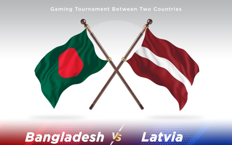 Bangladesh versus Latvia Two Flags Illustration