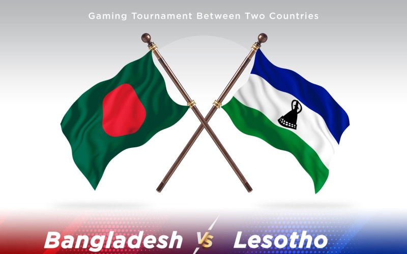 Bangladesh versus Lesotho Two Flags Illustration