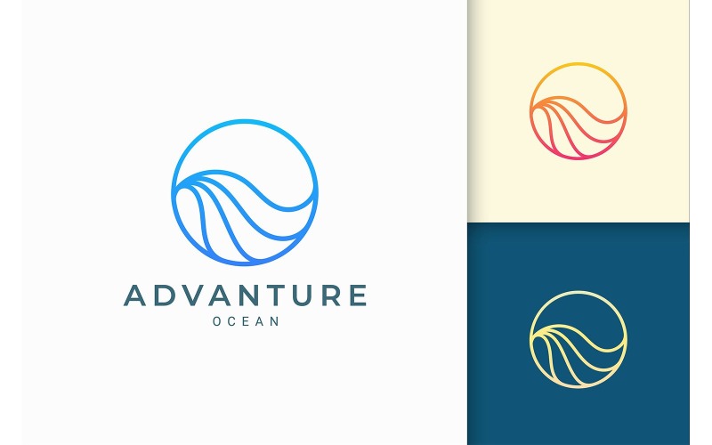 Circle Line Ocean Wave Logo Template