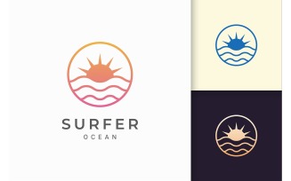 Circle Ocean Sun Logo Template