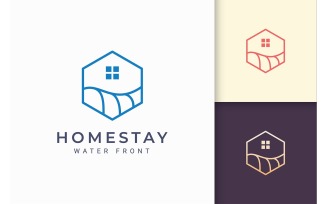Hexagon Home Beach Logo Template