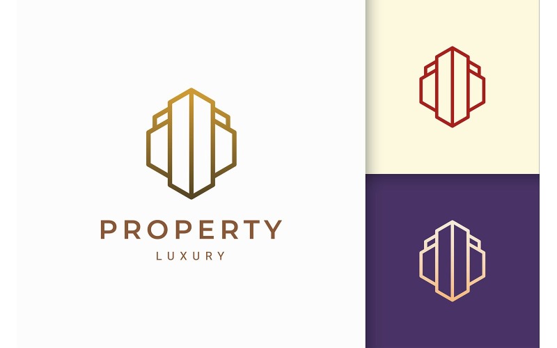 Property or Hotel Logo in Line Shape Logo Template