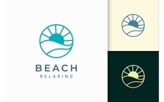 Simple Circle Ocean Wave Logo Template