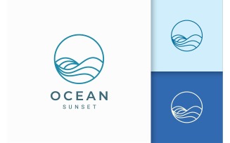 Simple Ocean Wave Shape Logo Template