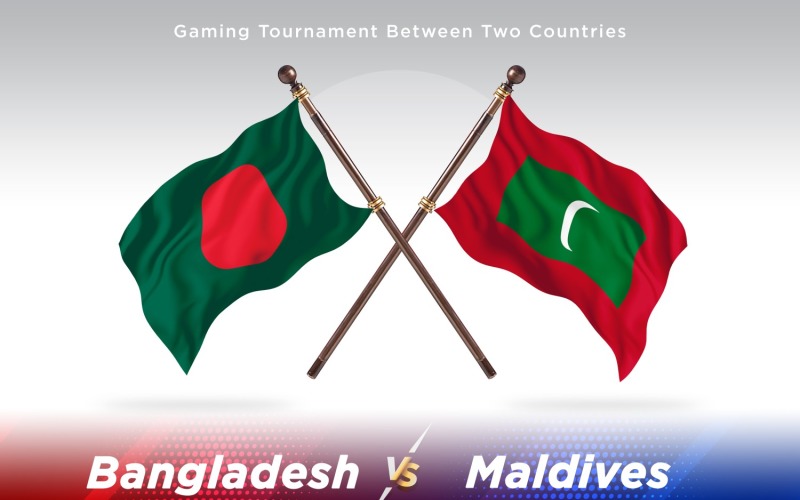 Bangladesh versus Maldives Two Flags Illustration